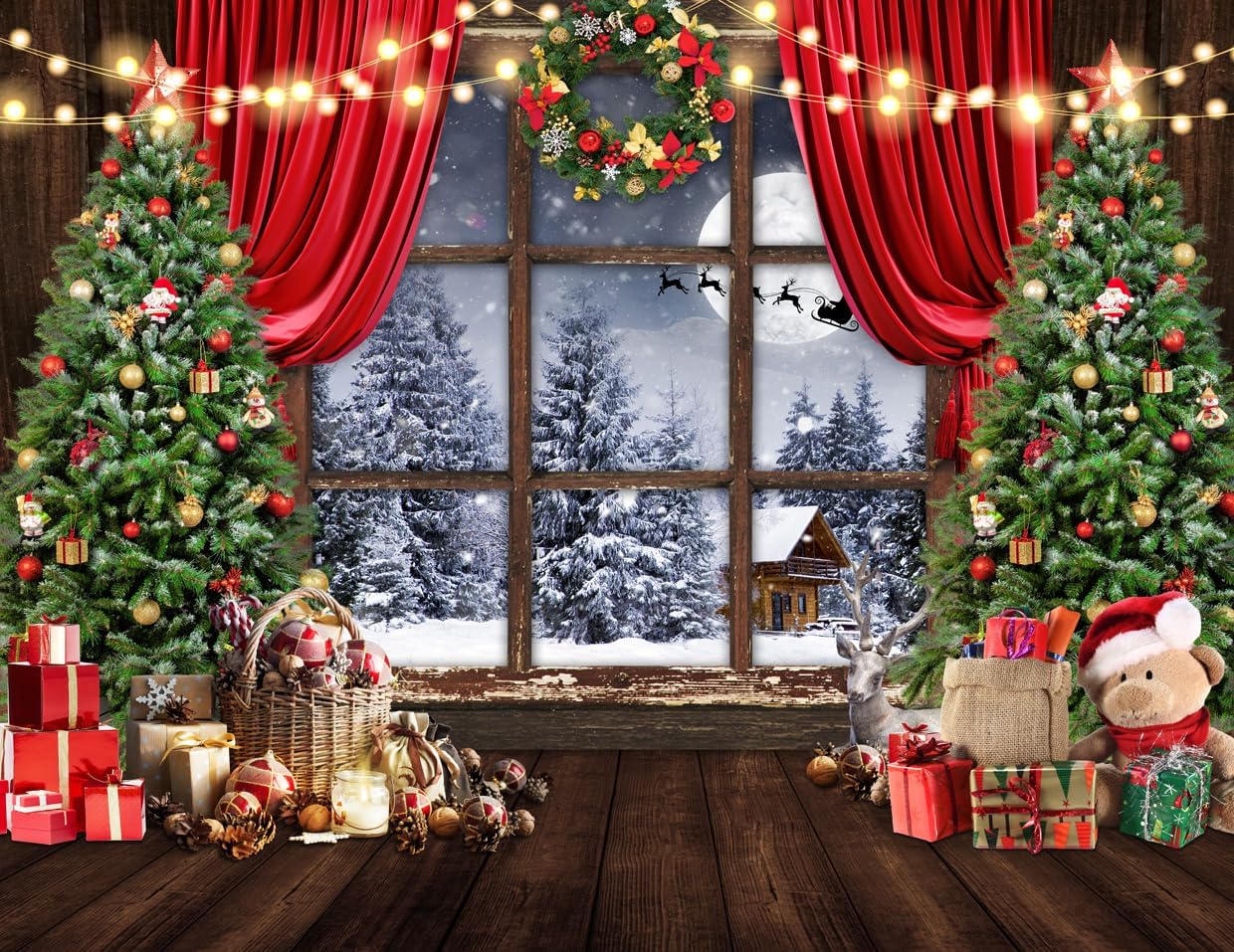 AIIKES 10x8FT Merry Christmas Backdrop Indoor Stairs Holly Fireplace Backdrops Kids Adult Portrait Shooting Background Xmas Party Decoration Photography Backgrounds Photo Booth Studio Props 11 752 - View #13