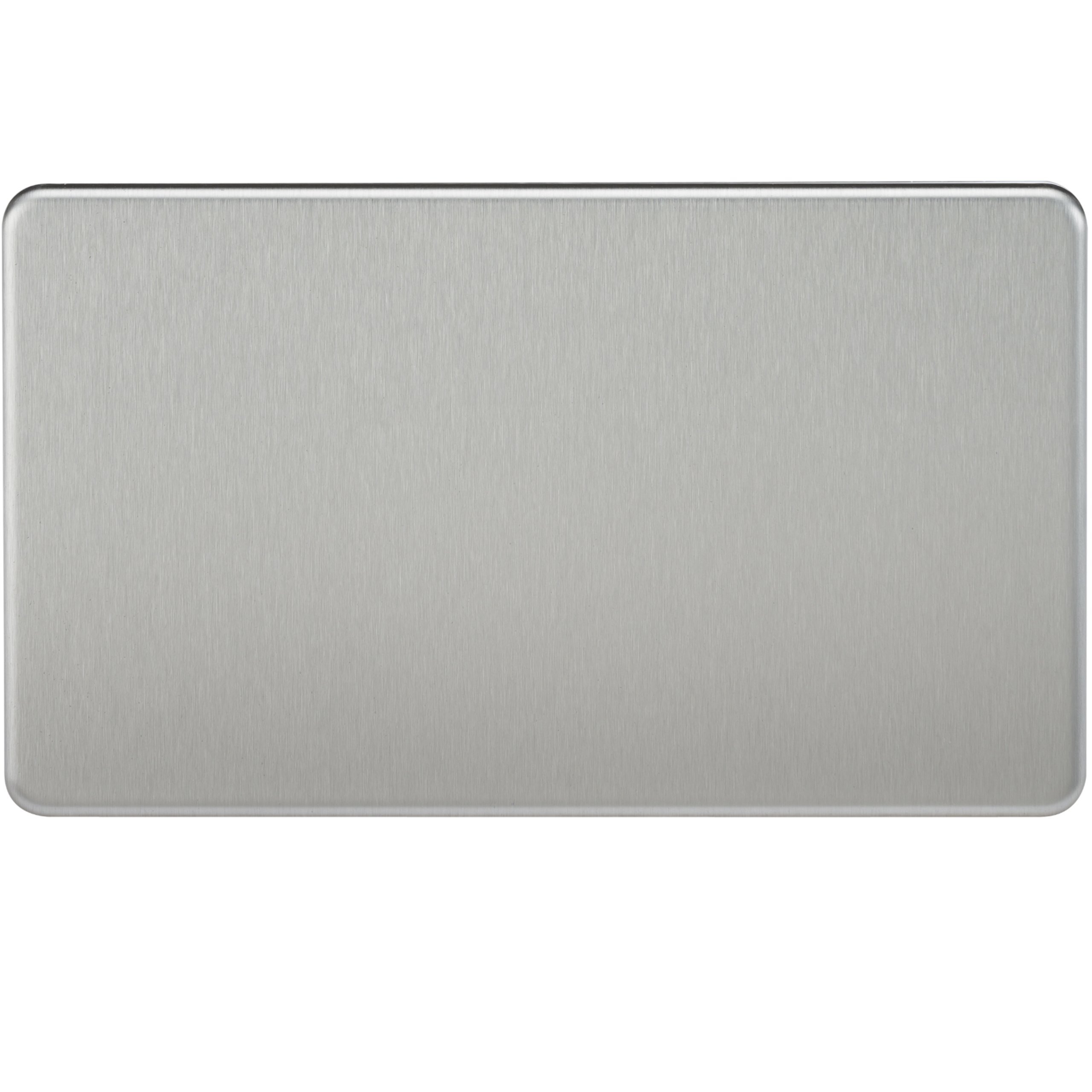 Knightsbridge Brushed Chrome Sf8360bc Screwless 2-Gang Blanking Plate,