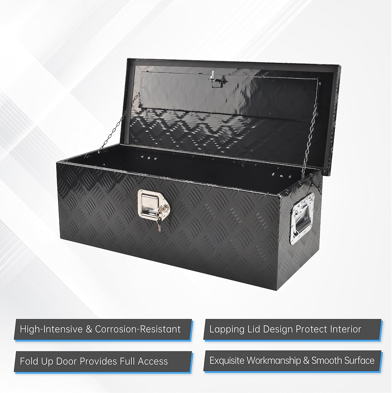 30 Inch Truck Tool Box, Aluminum Heavy Duty Tool Box For Truck With G Lock, 30’’x13’’x10’’,Black