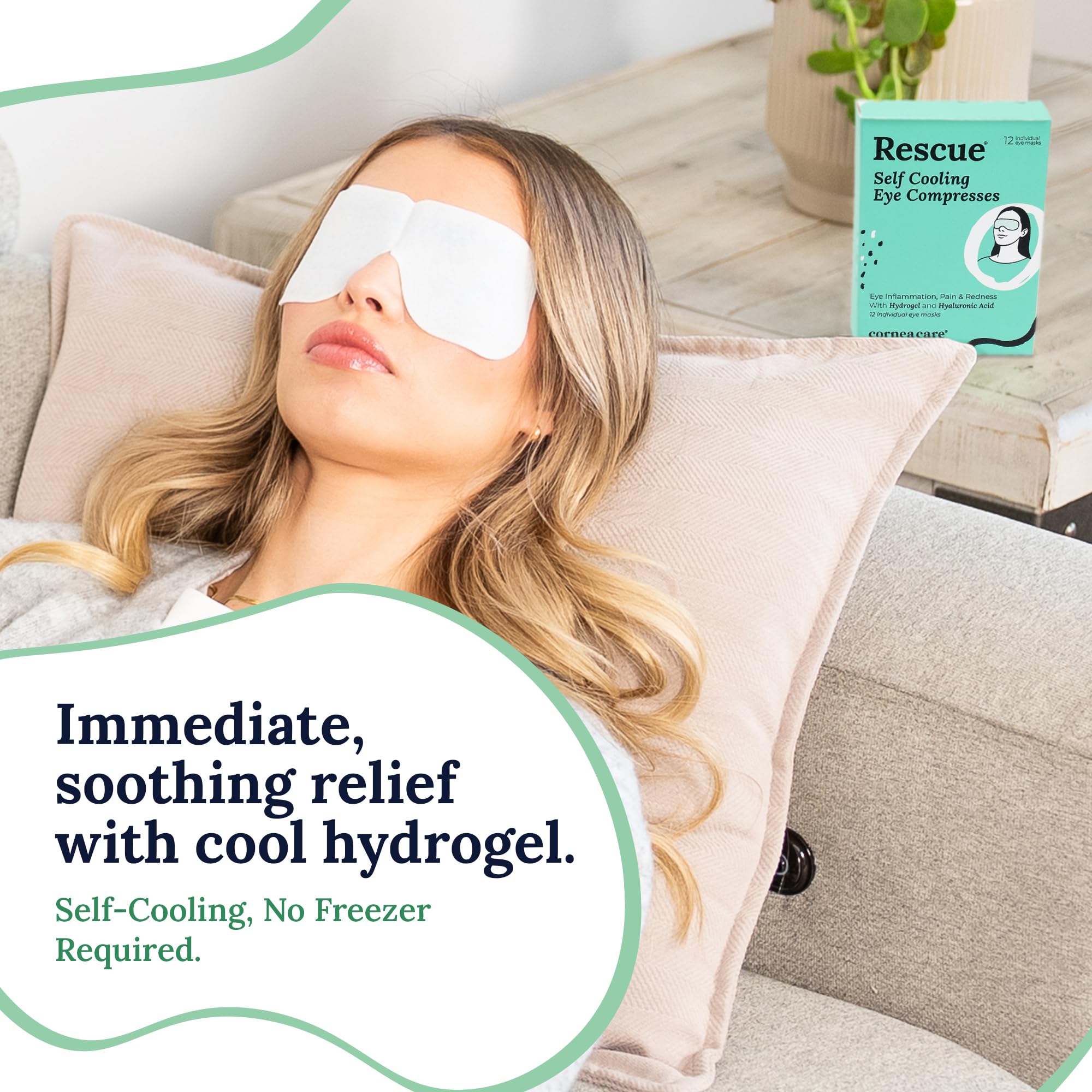 CorneaCare Rescue Hydrogel samochłodzące okłady | Odświeżające podkładki pod oczy | Odświeżające plastry na oczy | Odświeżające maseczki do opuchniętych oczu | 12