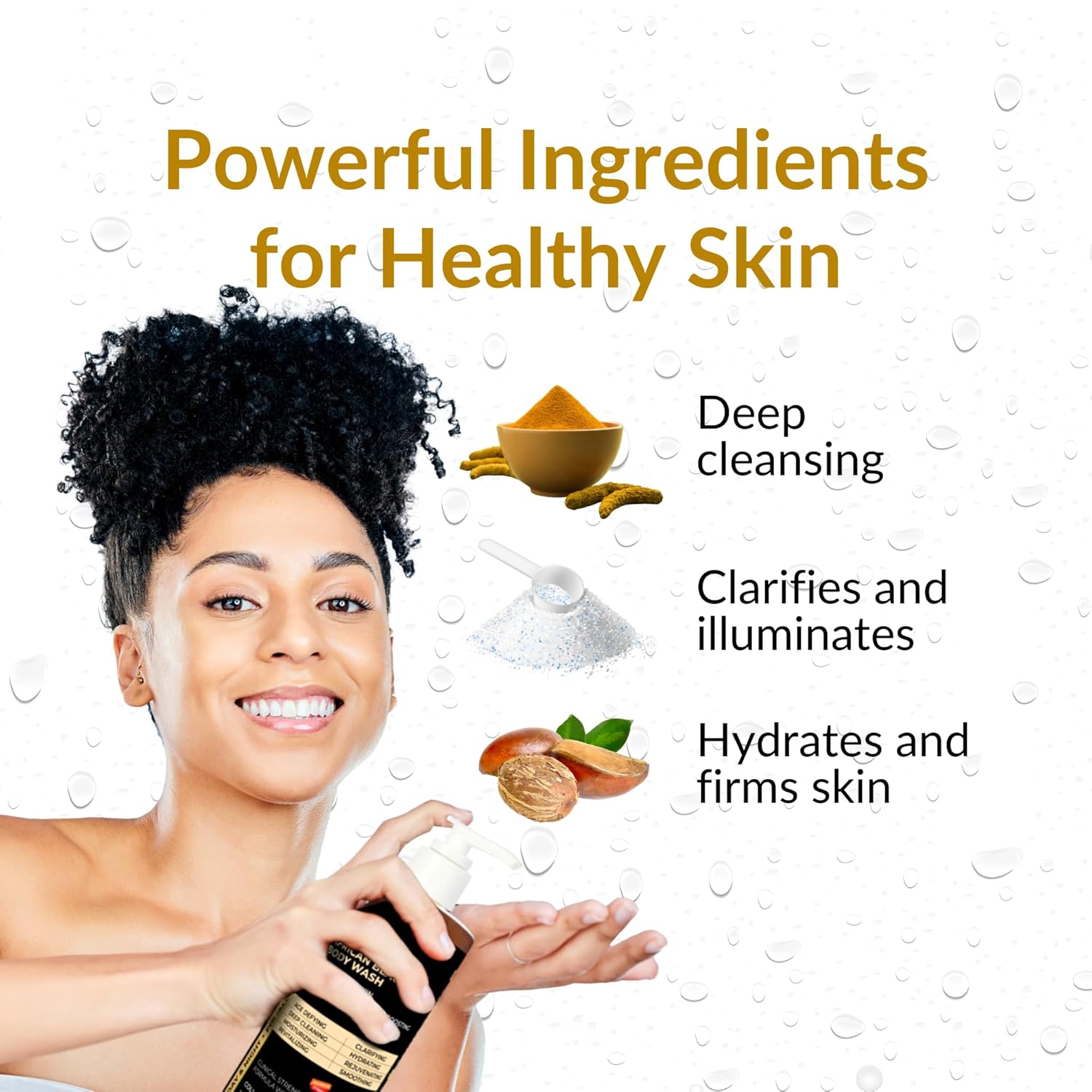 Nasola Kojic Acid African Black Soap Body Wash Authentic with Vitamin C, Shea Butter, Collagen, Niacinamide, Hyaluronic Acid, and Vitamin E - 11.83 Fl Oz - Image 2