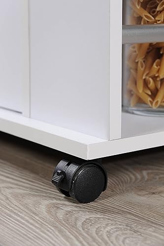 Miniatura 8 de Hodedah Isla de cocina portable conEspeciero, Madera, Blanco