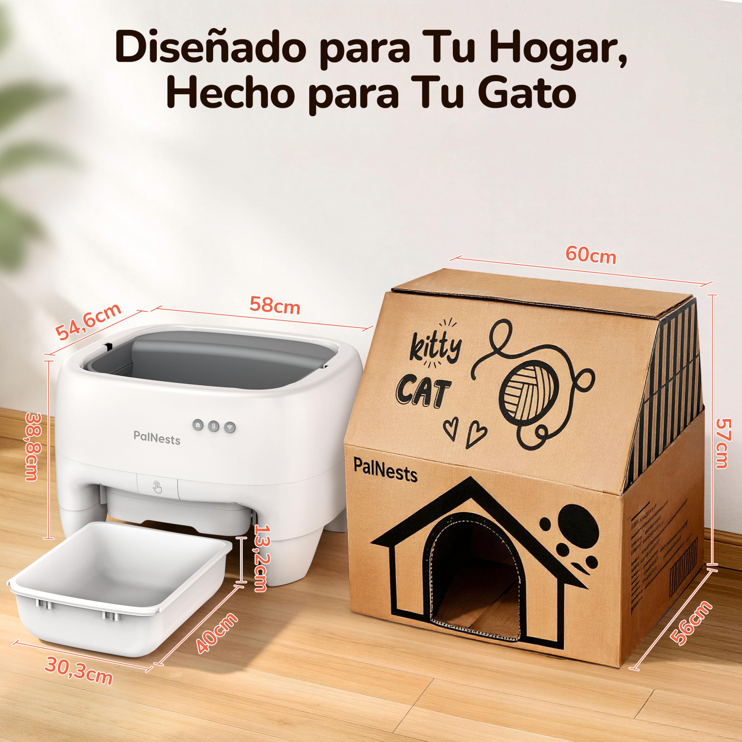 Arenero Gatos Autolimpiable, Seguridad Antipellizcos, Entrada Superior Abierto para Gatos Grandes y Múltiples, Control APP, Desodorización, Inodoro Inteligente para Gato Extra Grandes, Blanco