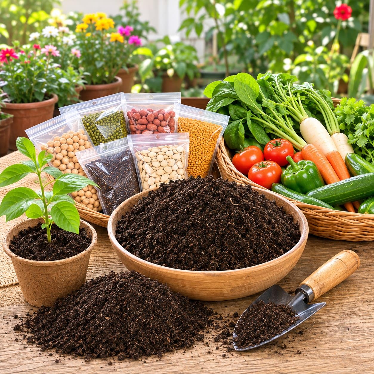 kitchen gardening kit | vegetable seed,vermicompost, soil maure-image-16