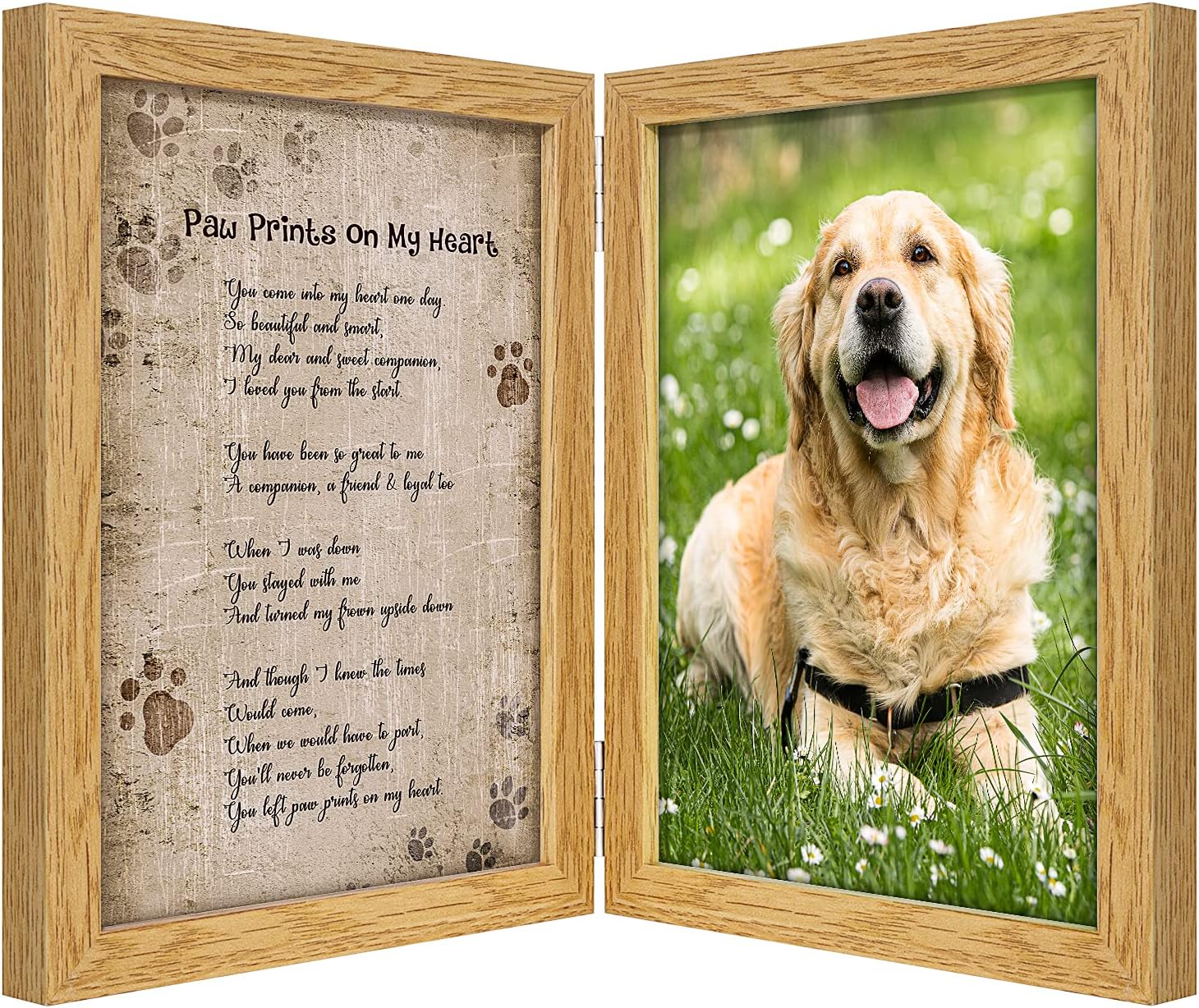 kullder Pet Lover Sympathy Gift Memorial Picture Frame for Loss of Dog Cat Loss Gifts Pet Rememberance Frame with Paw Print On My Heart Poem Dog Photo Frame 5x7 Keepsake