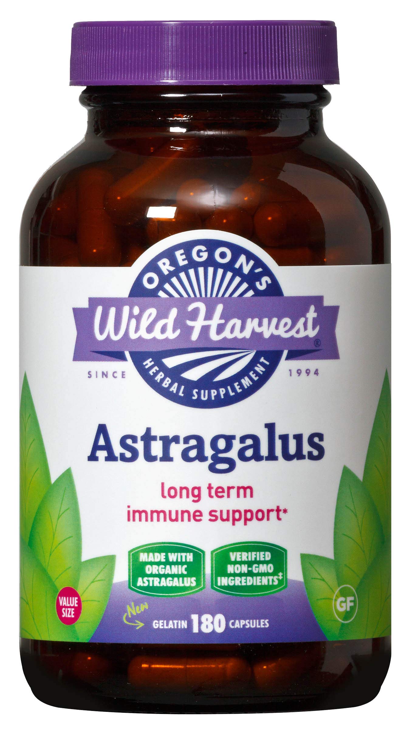 Oregon's Wild Harvest, Certified Organic Astragalus Capsules for Immunity Support, 1125 MGS, 180 Ct