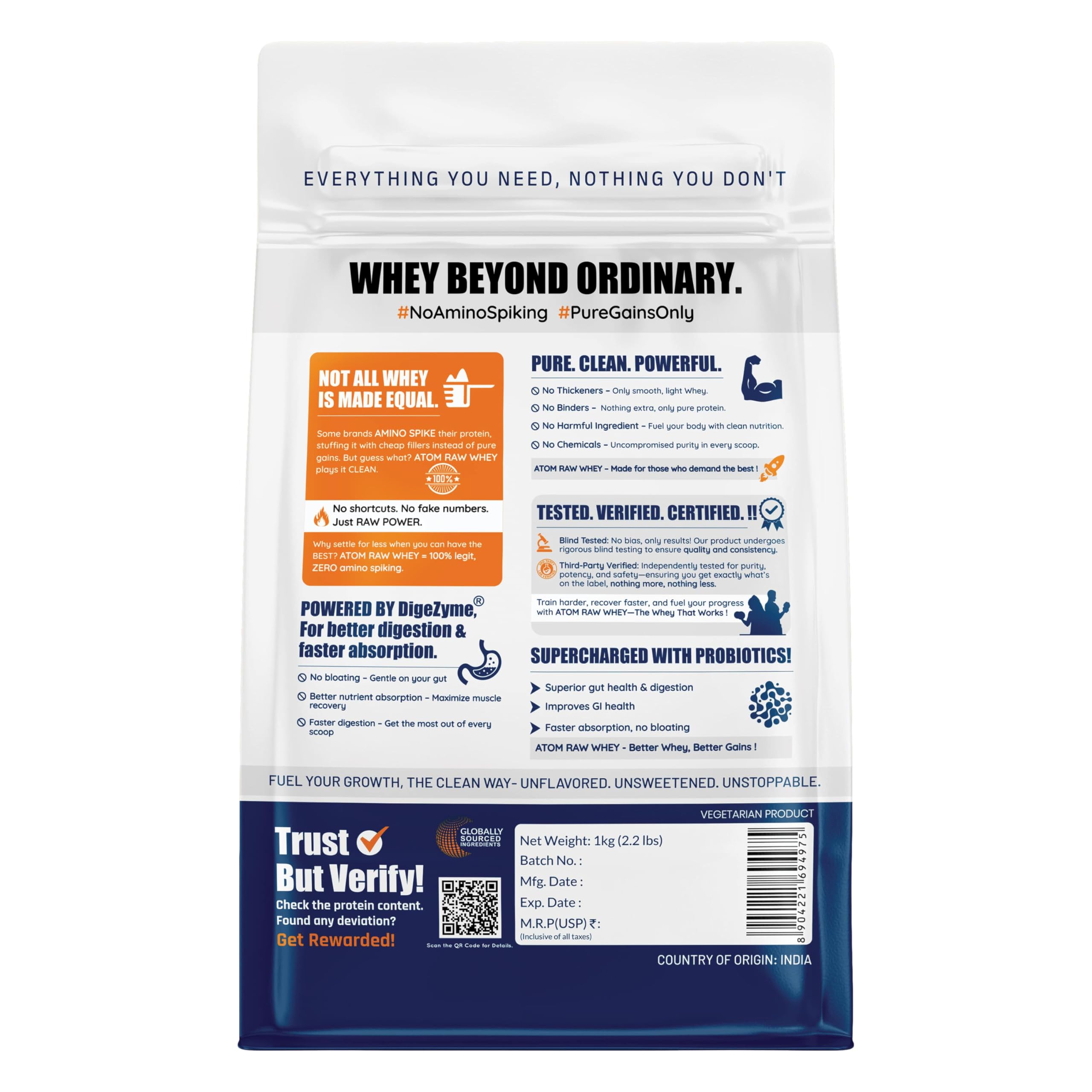 AS-IT-IS ATOM Raw Whey Protein 1kg with Enzymes | 28.5g Protein | USA Labdoor certified | 6.4g BCAA — Amazon image 9
