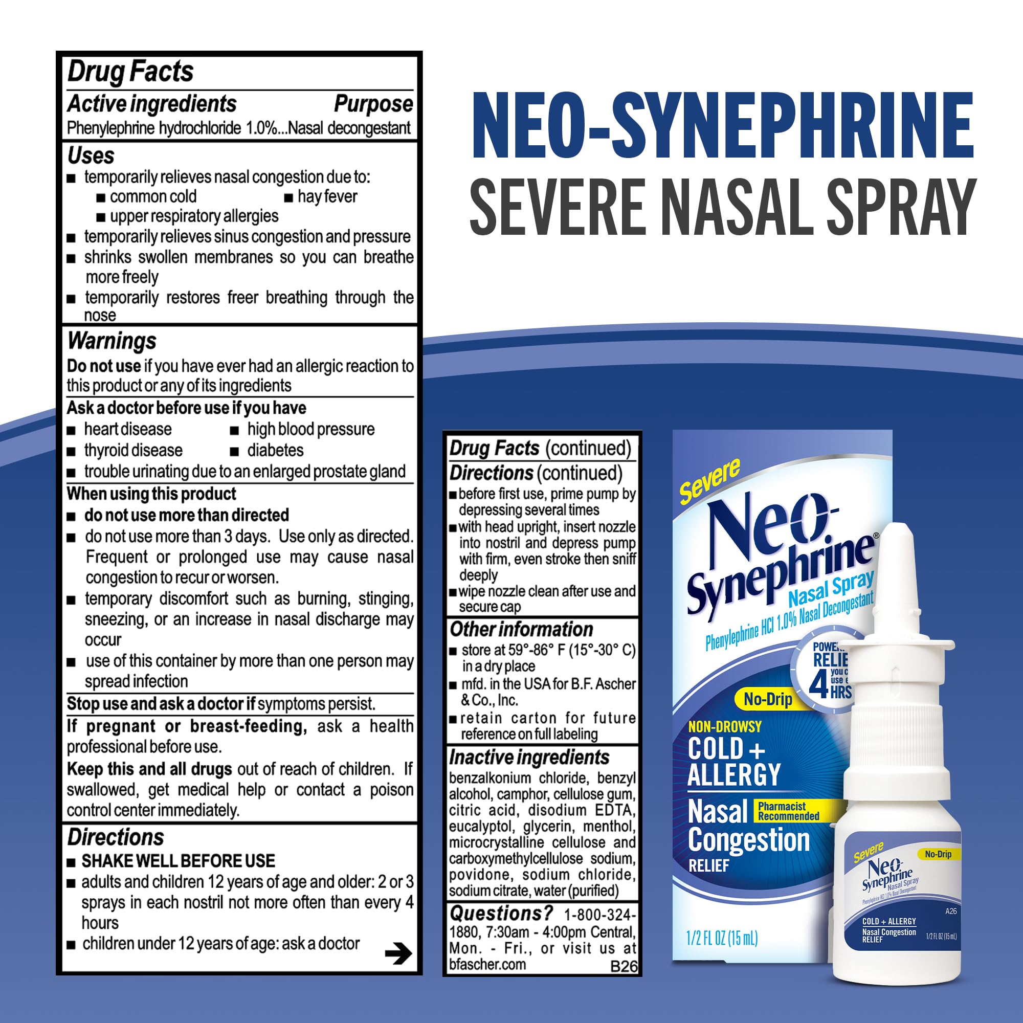 NEO-SYNEPHRINE No-Drip Severe Congestion Nasal Spray, 0.5 Fl Oz — Amazon image 7