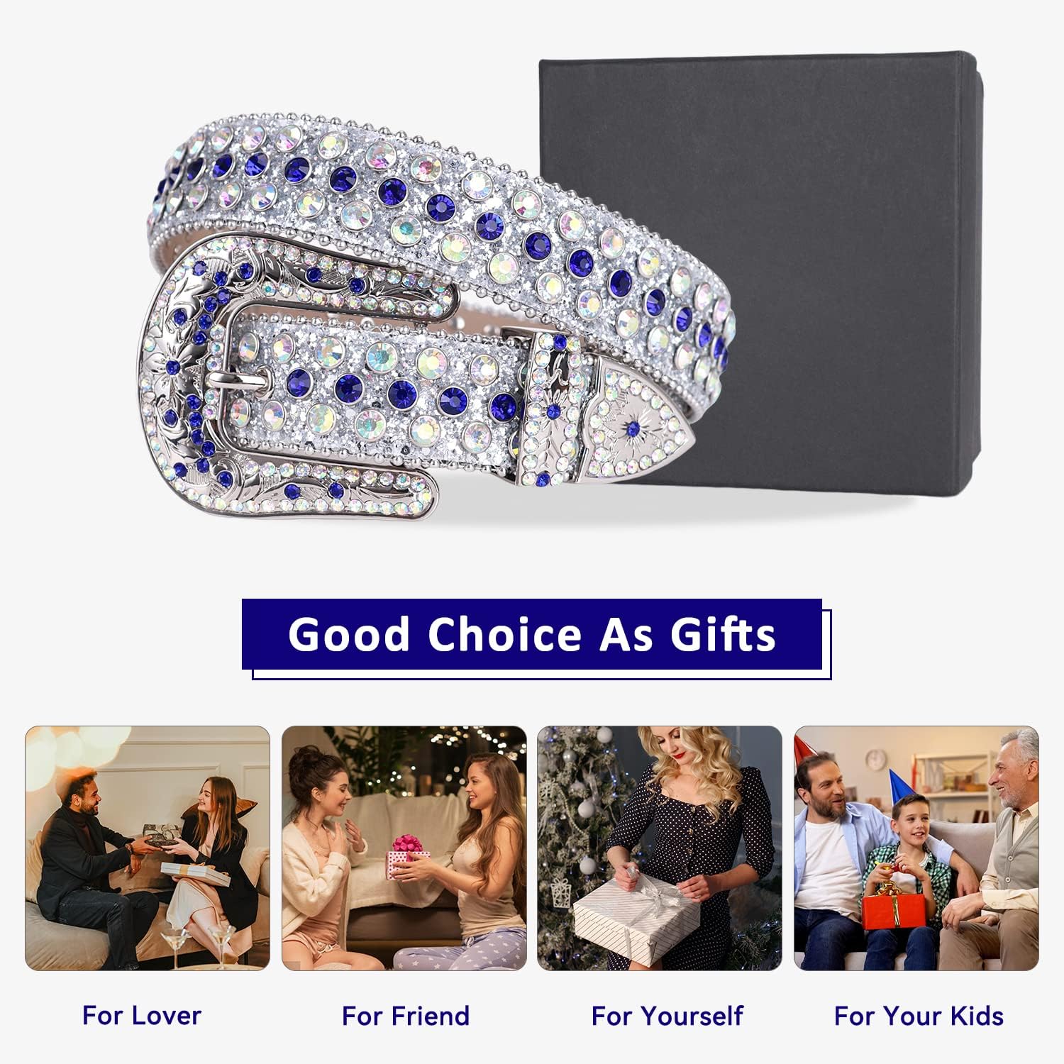 TINIDI Luxury Strap Men Women Rhinestone Belt Western Leather Belts Diamond Sparkle Strap Cowboy Bling Studded Belt