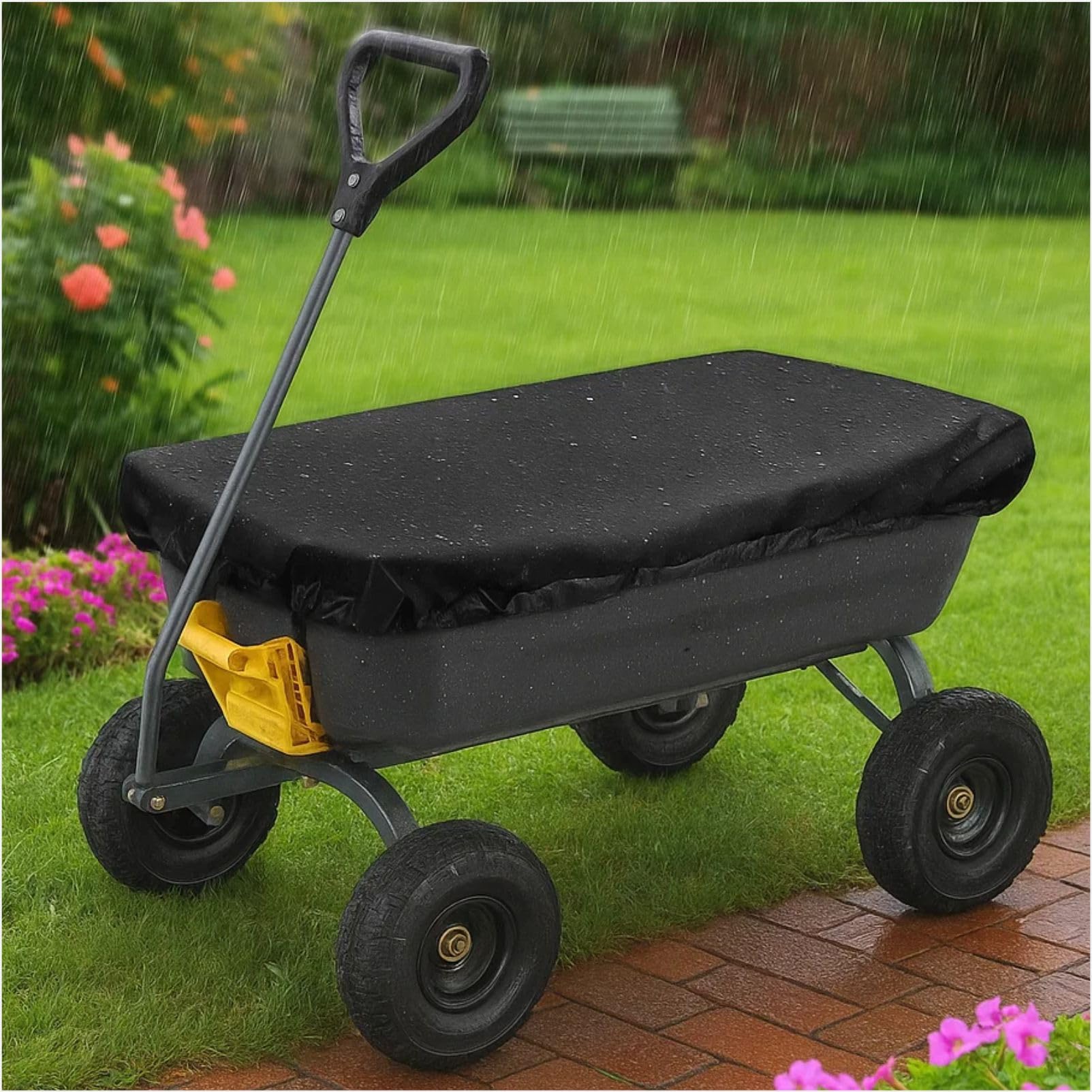 Collapsible Wagon Rain Cover - Outdoor Folding Gorilla Cart Cover, 600D Oxford Cloth Waterproof & Dustproof Protective Tarp, 55" L x 37" W