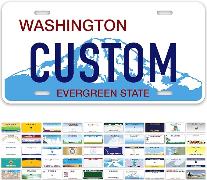 Custom Washington License Plate, Personalized License Plates for Car, 6x12 Inch