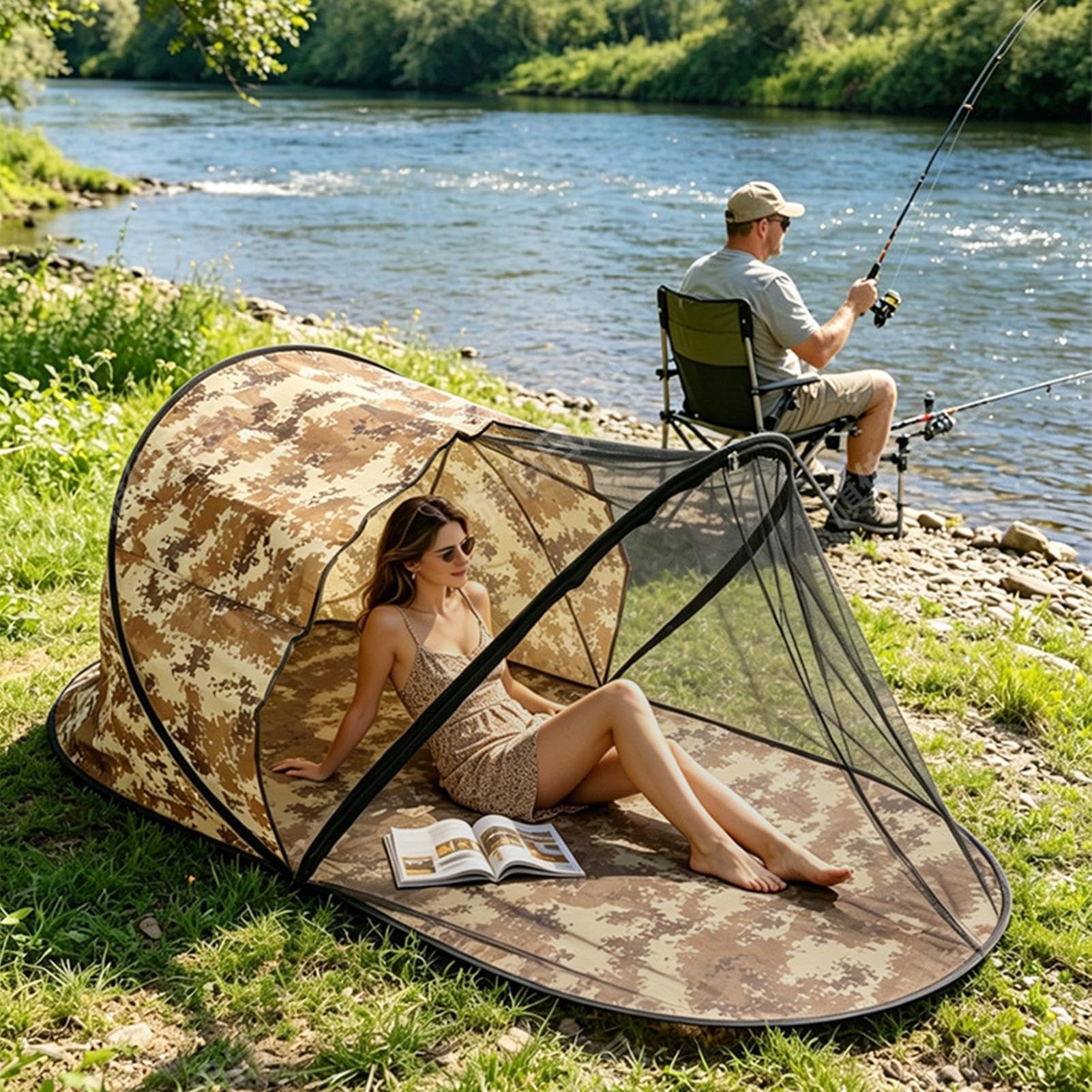 Moustiquaire de Camping Tente Pliante Rapide Respirante et Portable | Filet de Patio Anti-Moustiques Pour sol, intérieur, extérieur, jardin, cour, arrière-cour, maison, ,