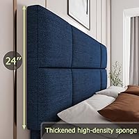 Vista 4 de Feonase Queen Size Upholstered Bed Frame Linen Fabric Platform Bed Frame with Adjustable Headboard, Solid Wood Slats Support, Noise-Free, No Box