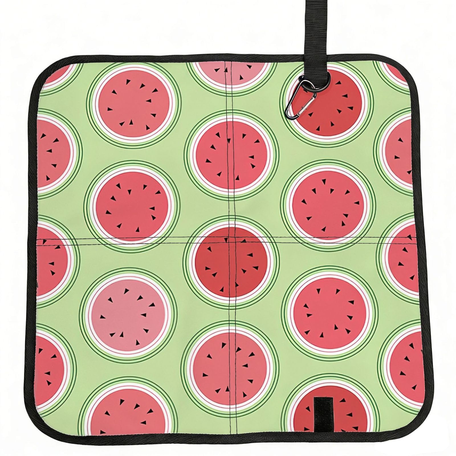 OKFSTY Watermelon Green Print Fold Away Seat Cushion Portable Outdoor Pad Polyester Bleacher Bench Mat Travel Picnic Pad