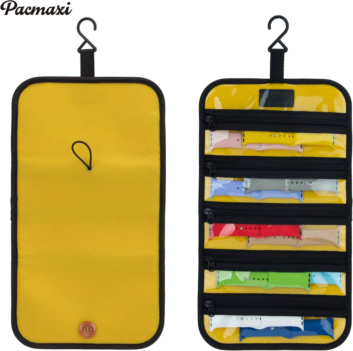 PACMAXI Watch Band Storage Roll Holds 10 Watch Bands Expandable for Most Sizes of Watch Bands, Organizer for Watch Band Straps Accessories (yellow)