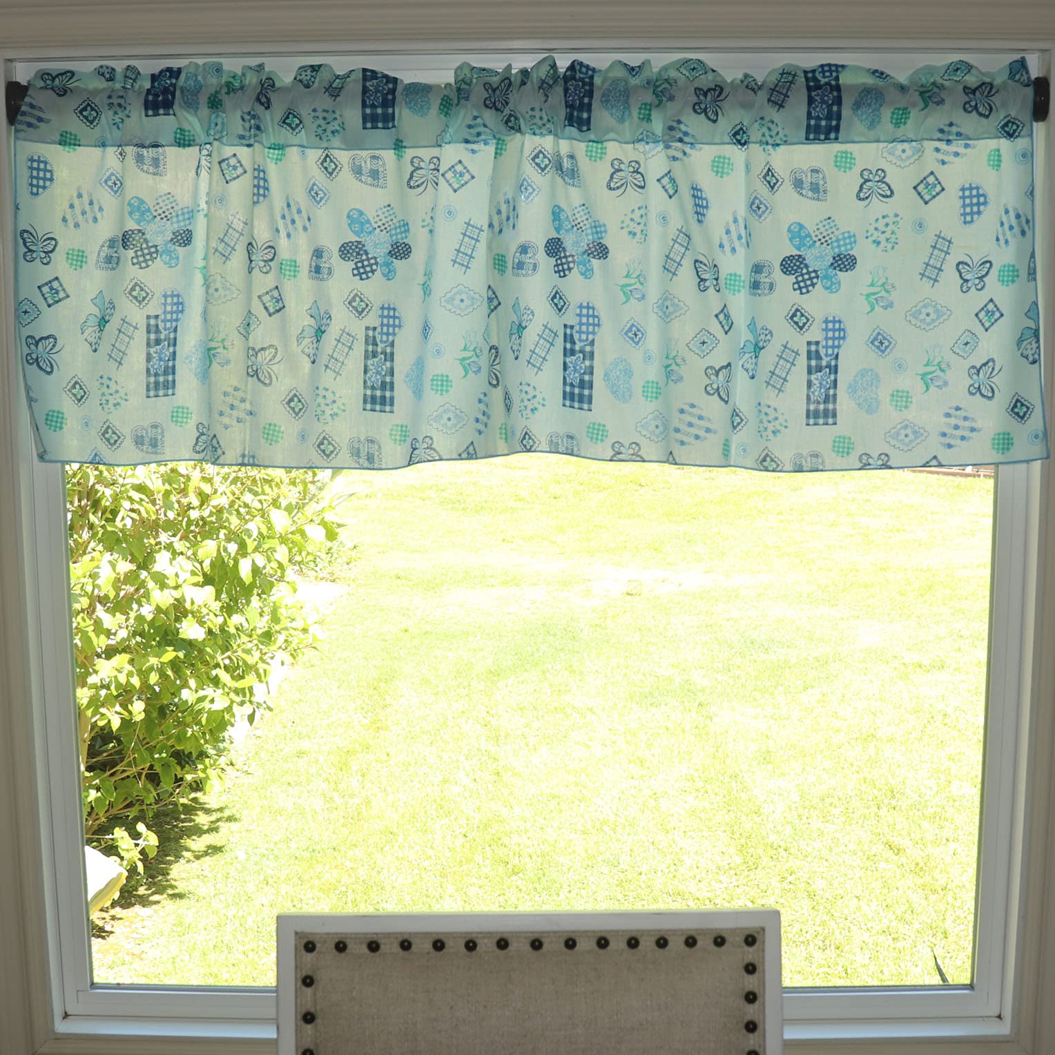 Zen Creative Designs Quilted Flowers Hearts Butterflies Cotton Print Window Valance Home Décor Kids Bedroom Nursery Kitchen Window (58