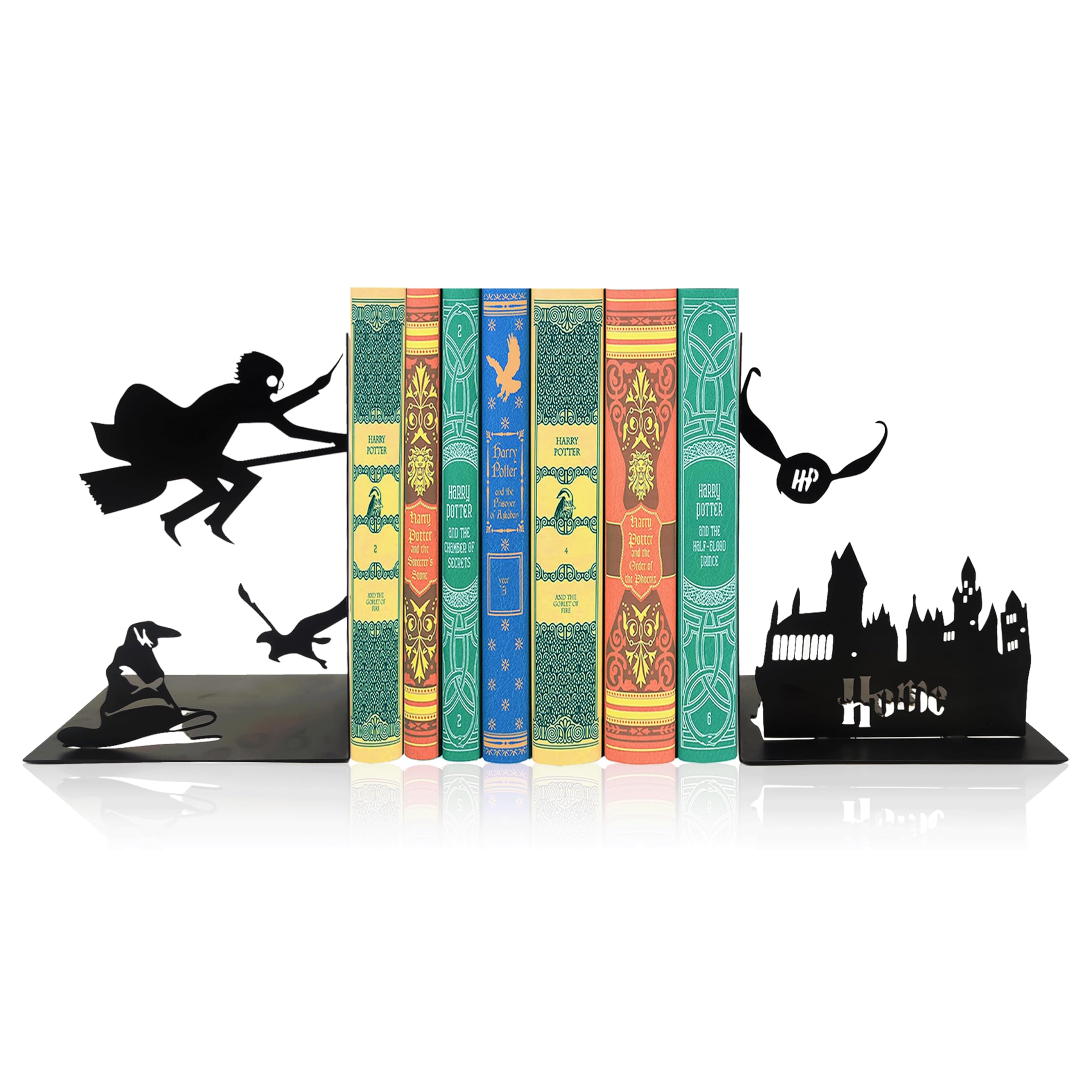 Black Magic Book Stopper - Decorative Bookends for Bookshelf - Unique Gifts for Family Friends Kids, Study Room Home Office Decor