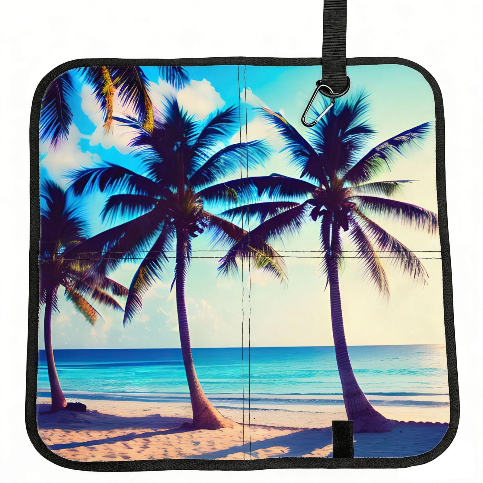AYYQWE Beach Palm Trees 1 Print Foldable Seat Cushion Portable Chair Pad Office Commuting Picnic Camping Outdoor