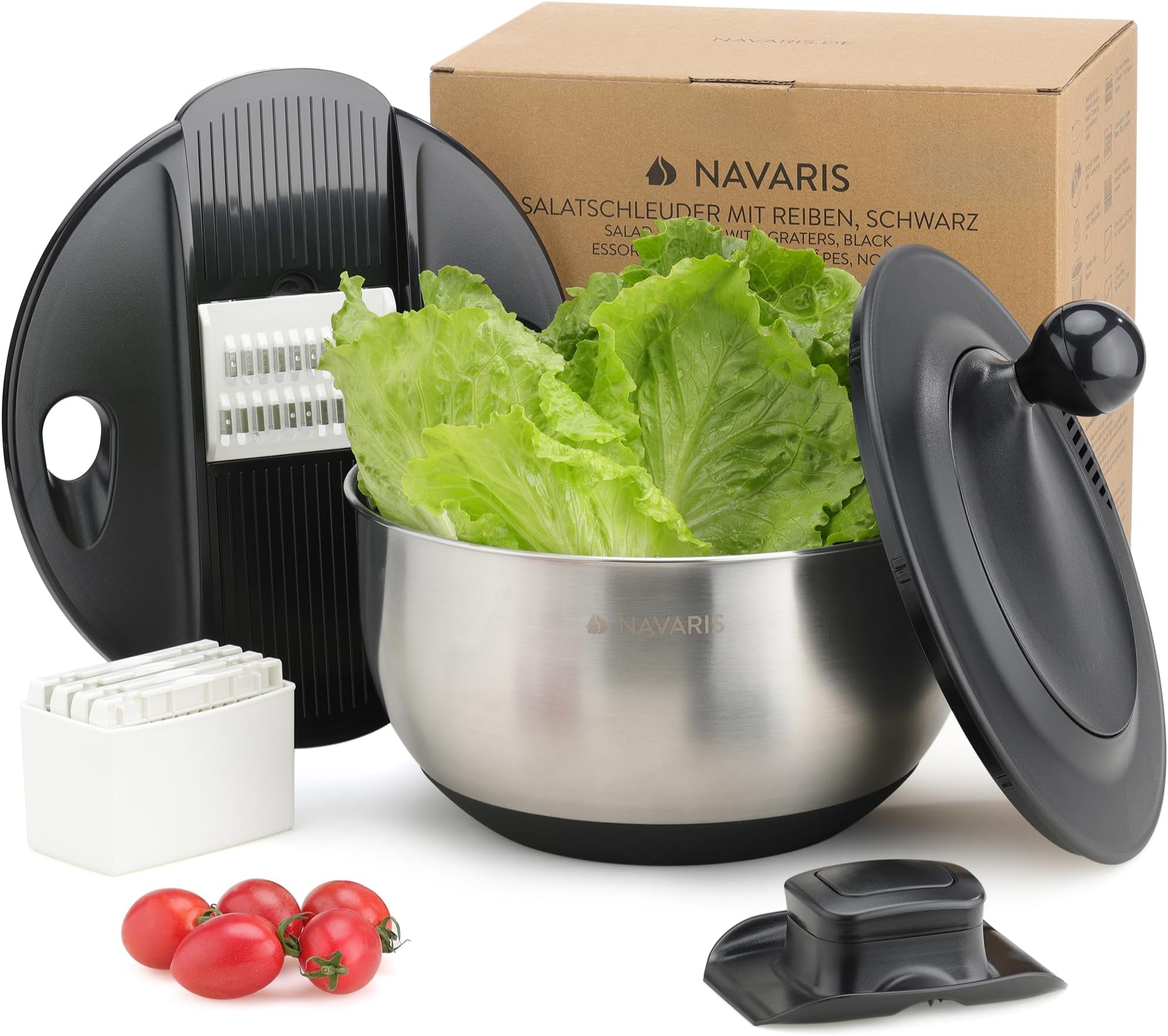 yuanbogg Essoreuse à Salade en Acier Inoxydable de Grande capacité, Facile à essorer, pour Laver yuanbogg Essoreuse à Salade en Acier Inoxydable de Grande capacité, Facile à essorer, pour Laver