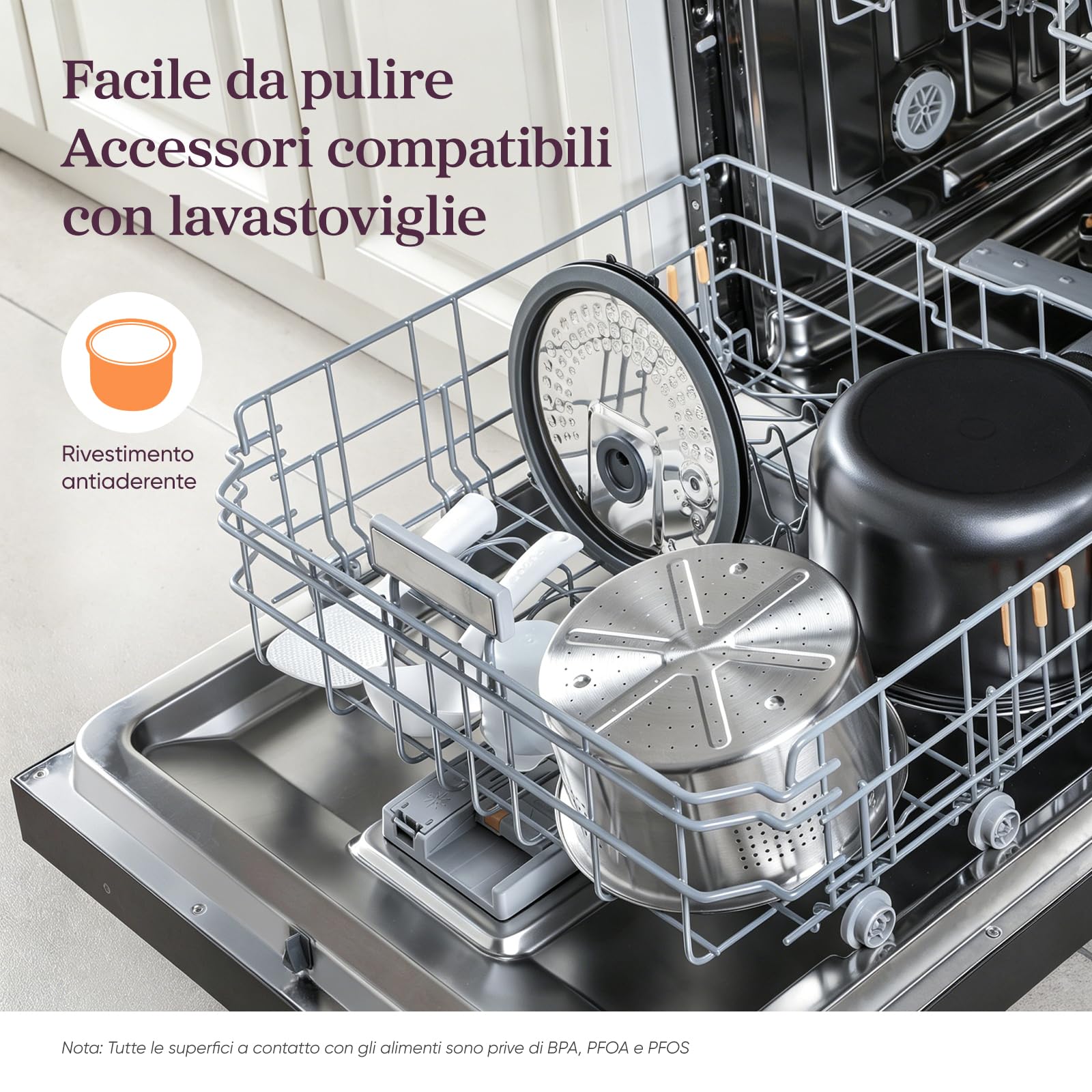 COSORI Cuociriso Elettrico 1,8L, 17 Programmi, Pentola Cuociriso, Ceramico | 1-10 Persone e Logica Fuzzy, Vaporiera con Cestello in Acciaio Inox, Timer e Mantenimento Calore, 50 Ricette incluse
