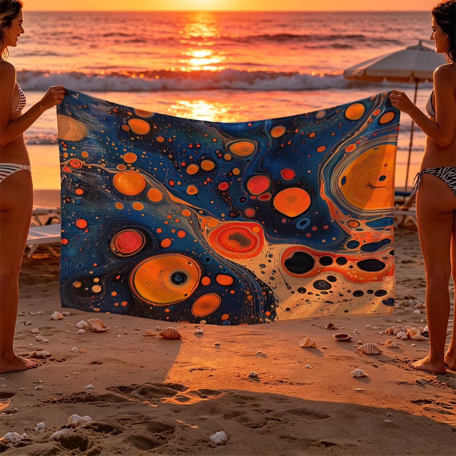 Toalla Playa Grande 160 x 220 Vacaciones Accesorios Viaje, Toalla Playa Abstracto Suave Cómodo Secado Rápido, Redondo Toallas Baño Grandes 220x160cm para Yoga Fitness Natación Sauna Baño XTLS-4236