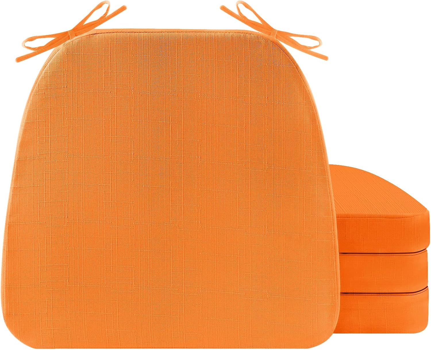 Chair Cushions for Dining Chairs, Indoor Seat Cushions with Ties and Non-Slip Backing, High-Resilience Chair Pads for Dining Room and Kitchen Chairs, 17''x16''x2'', Orange, Set of 4