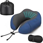 Oreiller de voyage encolure, Oreil de mousse de mémoire amélioré pour avion, Lavable à la machine, Oreilleur de vol réglable, Convient pour un avion de couchage, voiture, bureau et maison (noir)