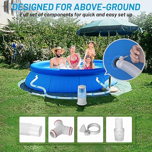 Miniatura 4 de Evoio Bomba de filtro de piscina sobre el suelo, 1000 galones de alto caudal con luz de funcionamiento, 10 horas de sincronización apagado