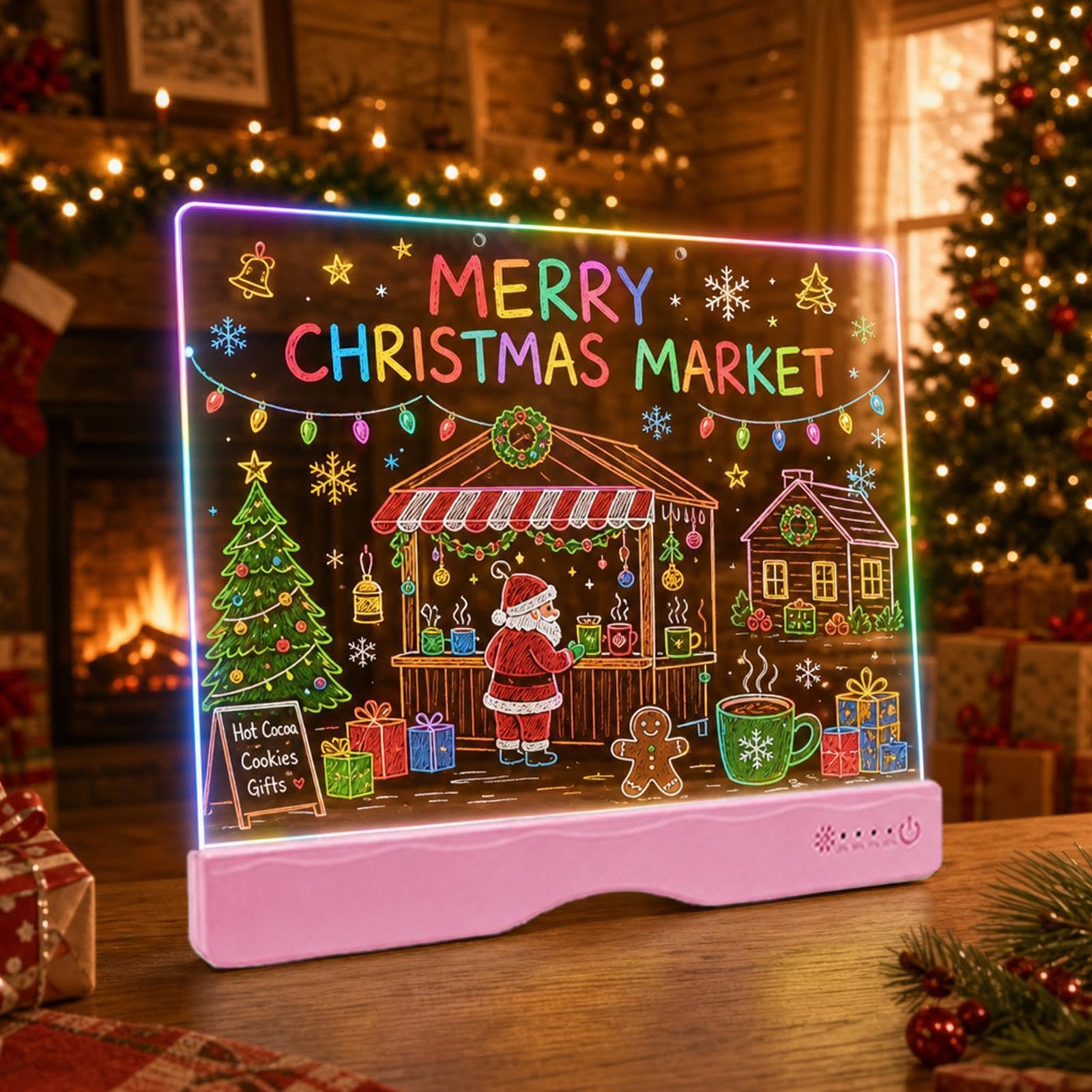 Pizarra de Dibujo Luminosa Tableta de Escritura Recargable con Rotuladores | Panel LED con 13 efectos Para Niños Y Niñas, Escuela, Aula, Hogar, Viaje, Coche Y Avión