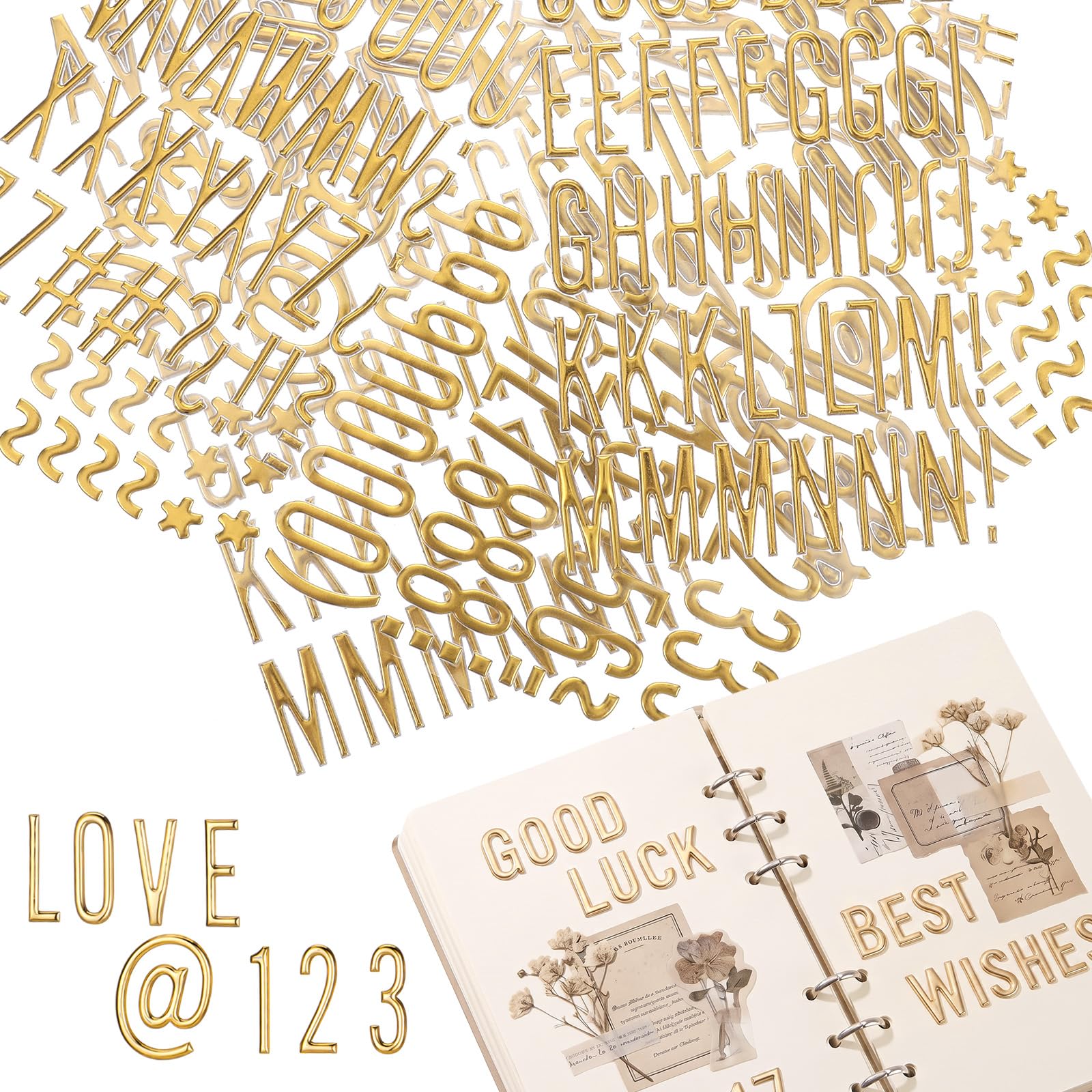 306 Pcs Gold Letter Stickers, Puffy 3D Foam Alphabet Stickers
