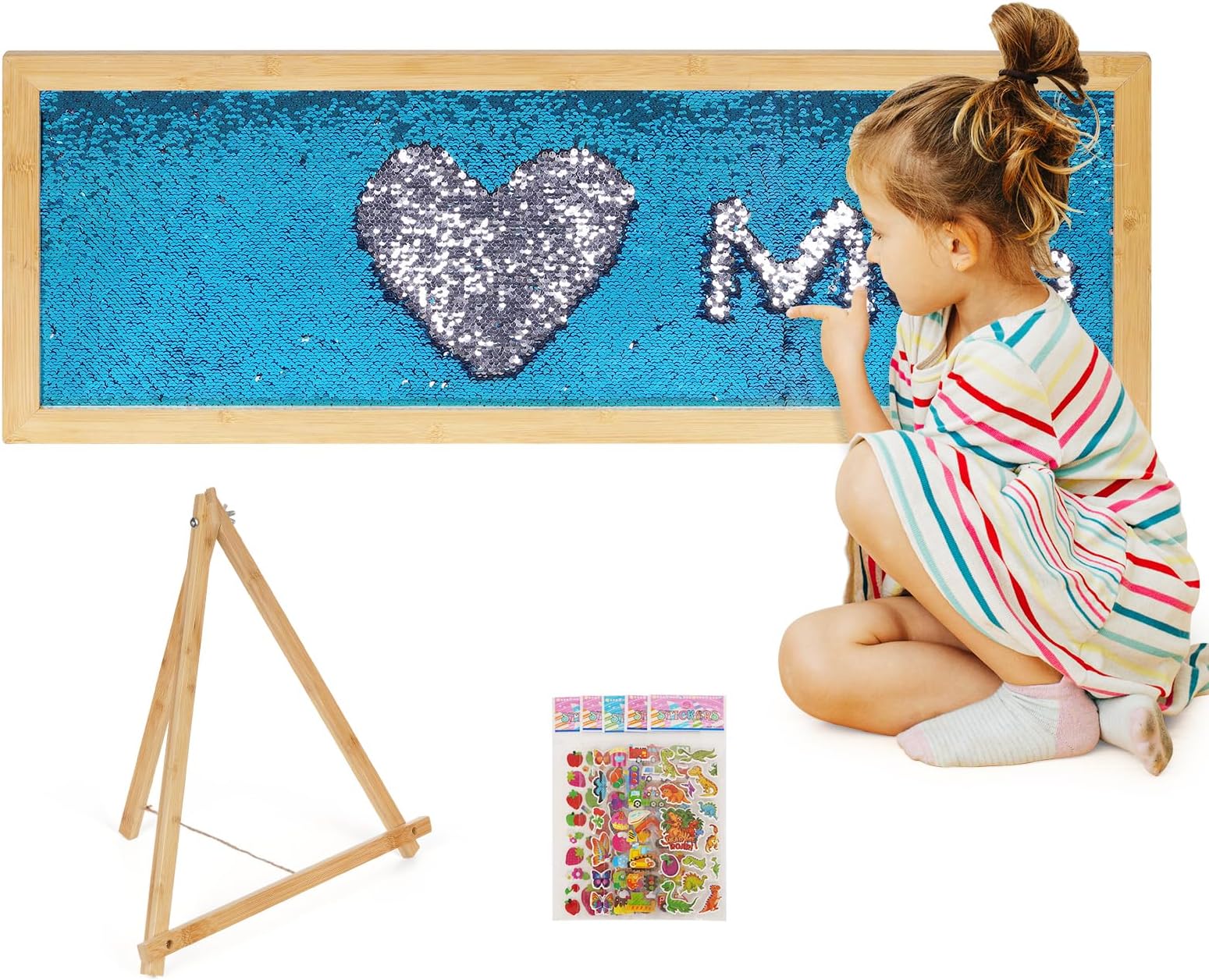 Flenpptly Sensory Wall | Sensory Wall Panel for Kids | Sequin Fabric Sensory Wall | Sequin Sensory Wall Frame | Sequin Flip Fabric | Sensory Wall Panel | Wall Sensory Board (Blue)