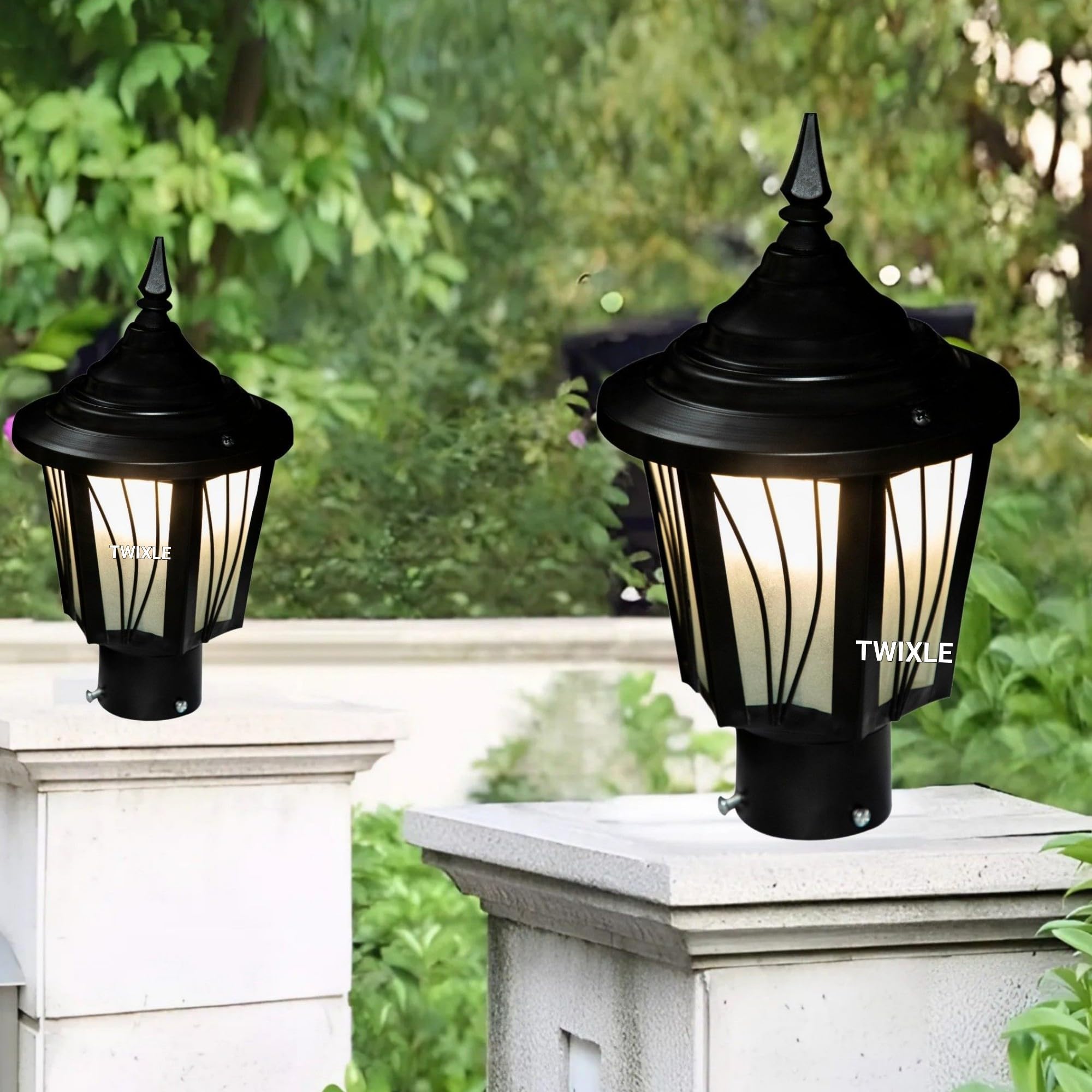 RBSK Outdoor Gate Light, Dome-Shaped, 30 cm Height, Matte Black, E27 Base, IP44 Rated (Without Bulb, 2, Pack)-image-9