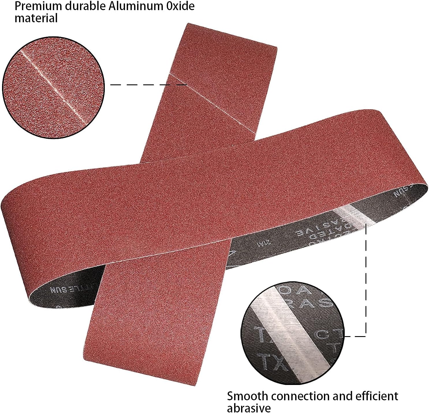 POTUINOM 3 x 21 Inch Sanding Belts 80 Grits - 10 Pack Sander Belts for Belt Sander, Best for Sanding Wood,Metal and Paint - - 