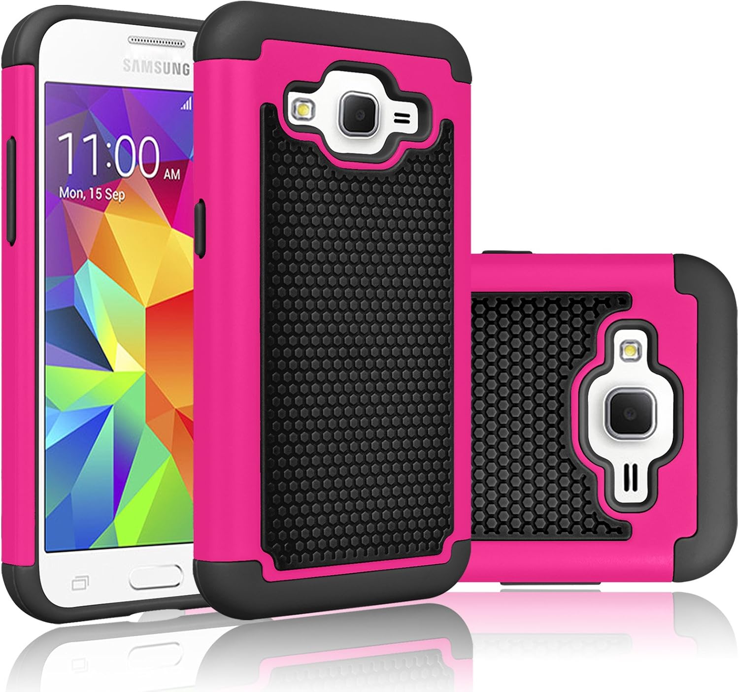 Tekcoo Core Prim Case, (TM) [Tmajor Series] [Rose/Black] Shock Absorbing Hybrid Rubber Plastic Impact Defender Rugged Hard Protective Case Cover Shell for Samsung Galaxy Core Prim/Prevail LTE