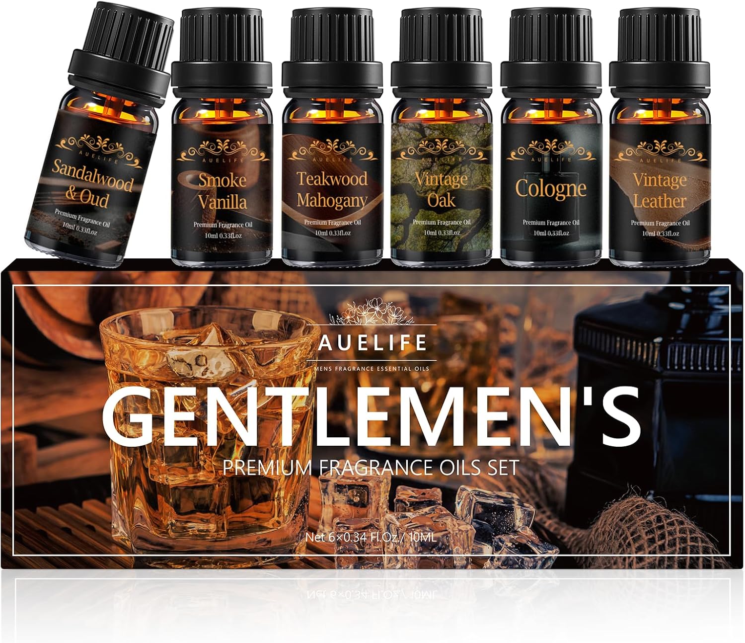 Men Essential Oils Set – 6 Premium Fragrance Oils for Diffusers for Home, Candles & Aromatherapy | Leather, Sandalwood, Cologne, Smoke Vanilla, Oak, Mahogany Scents | Gift Set for Men, Father’s Day