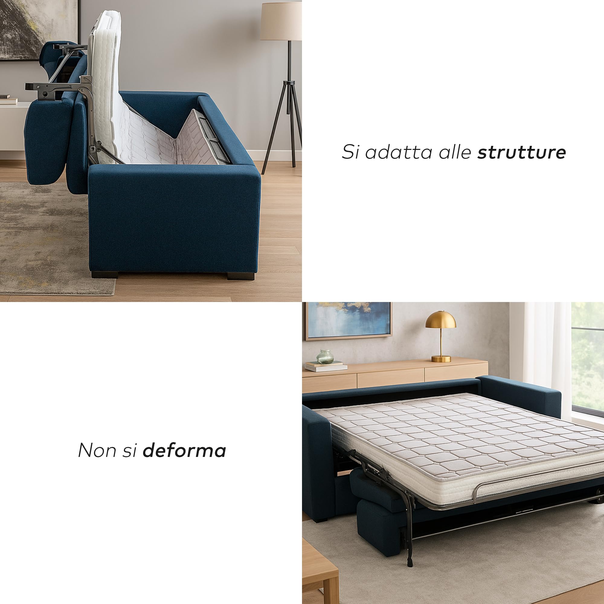 EVERGREENWEB - Colchón Clic clac 120x190 cm h 10 para sofá Cama con Espuma viscoelástica, Plegable, Pliegue en el Asiento, Ortopédico, hipoalergénico, Cordones de fijación Bed Sofa Memory