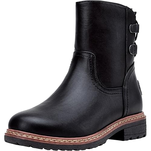 Vepose Women's 9680 Ankle Boots Low Heel Fashion Booties for Women with Lace-Up Back and Side Zipper