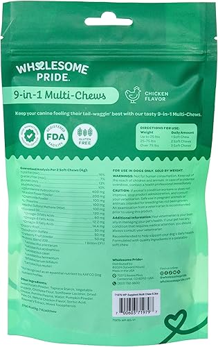Miniatura 8 de Wholesome Pride Masticables blandos multifuncionales 9 en 1 para perros  Alivio del dolor articular, apoyo de cadera y articulaciones, sistema