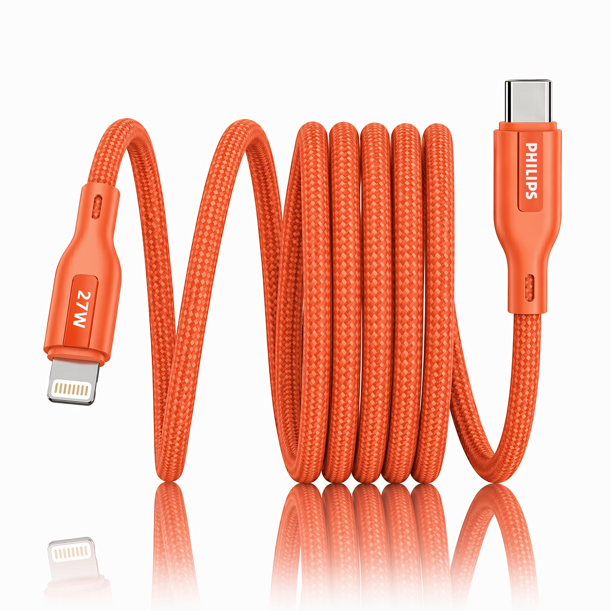 PHILIPS DLC4130LR/94 27W iPhone Original Type-C to Lightning Fast Charging Cable (1m, Coral Reef) | MFi Certified | 480Mbps Data Sync | Nylon Braided | Compatible with iPhone & Other Lightning Devices-image-33