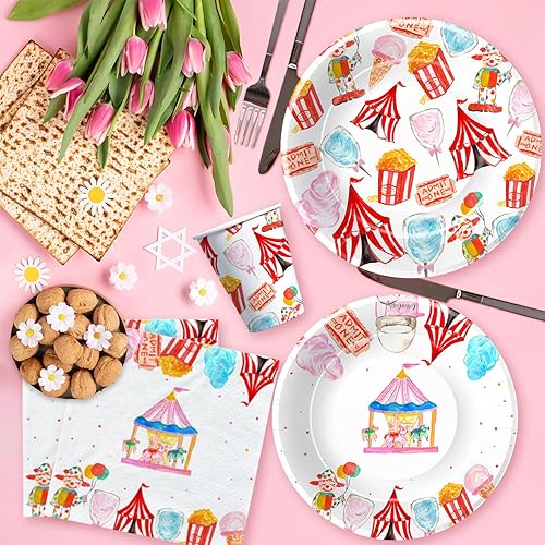 Miniatura 7 de Decoración de fiesta temática de circo, suministros de fiesta de carnaval, plato, taza, servilleta, mantel, cubiertos, pajilla, decoración de fiesta