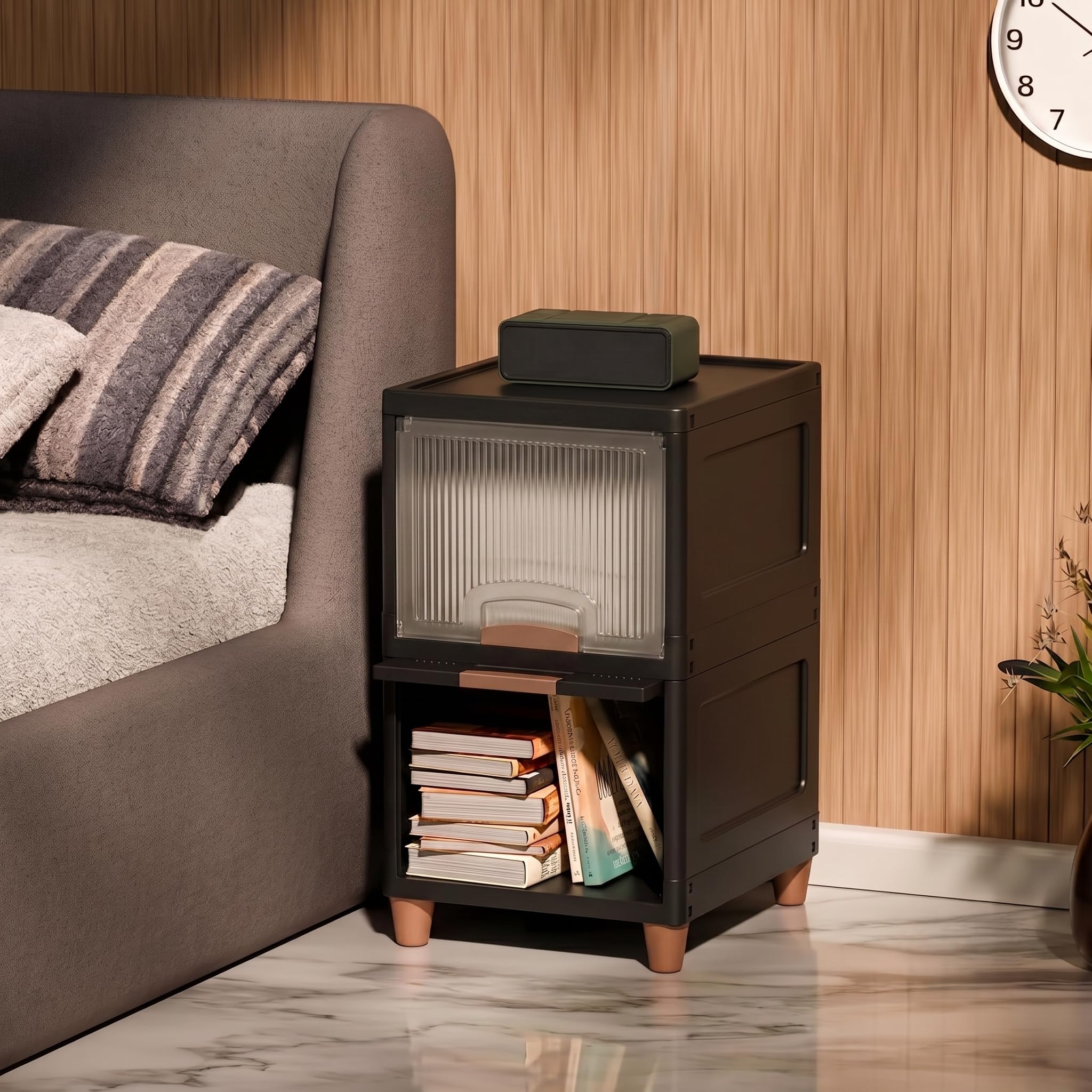 SUBEKYU Wardrobe for Clothes | Premium 2-Tier Storage Box for Clothes, Kitchen, Bedroom & Living Room | Stackable Rack,