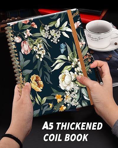 Miniatura 2 de Cuaderno de escritura en espiral a rayas, diario universitario forrado de tapa dura A5 para mujeres y niñas, encuadernación fuerte de doble alambre