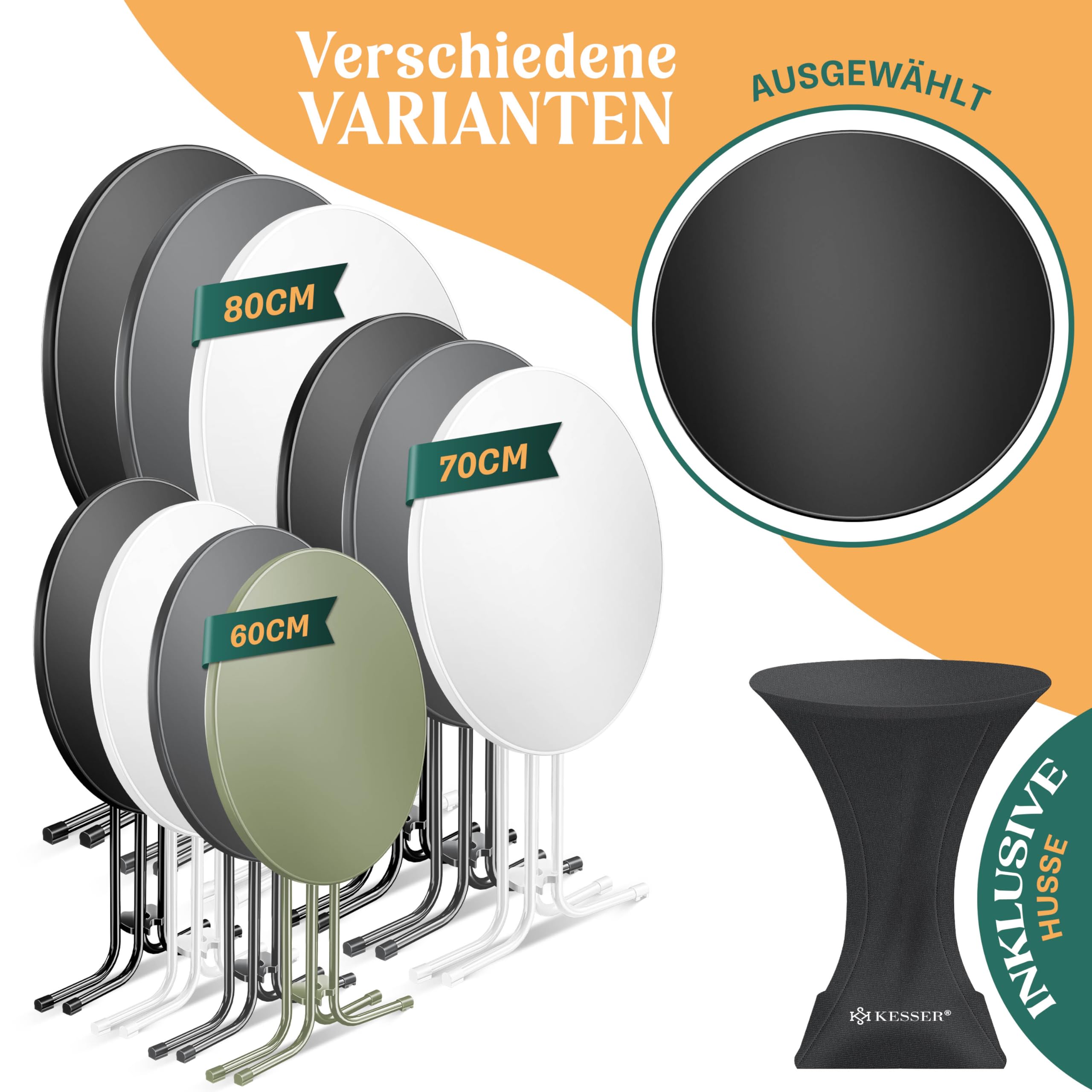 KESSER® Gastro Stehtisch klappbar Bistrotisch 2er Set | Pulverbeschichtete Edelstahlplatte | höhenverstellbare Füße | Party-Tisch Ø 70cm | In- & Outdoor | Empfangstisch mit Husse | Klapptisch Rosa