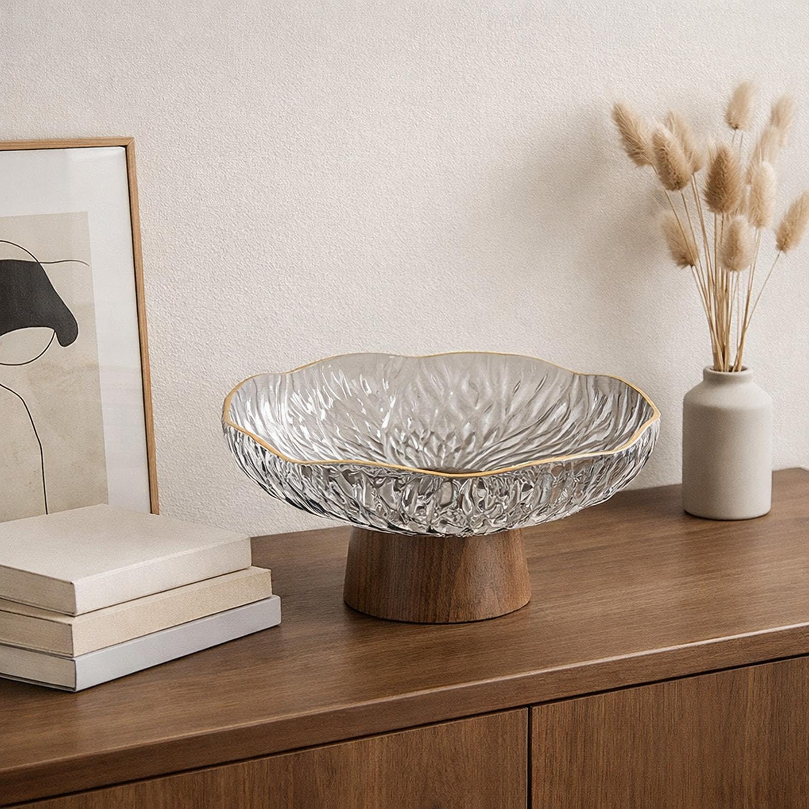 KESOTO Frutero con Pedestal, Soporte para Aperitivos, Bandeja de Almacenamiento Multiusos con Orificios de Drenaje para Cocina, Comedor, Hogar, Regalo, Gris, Individual