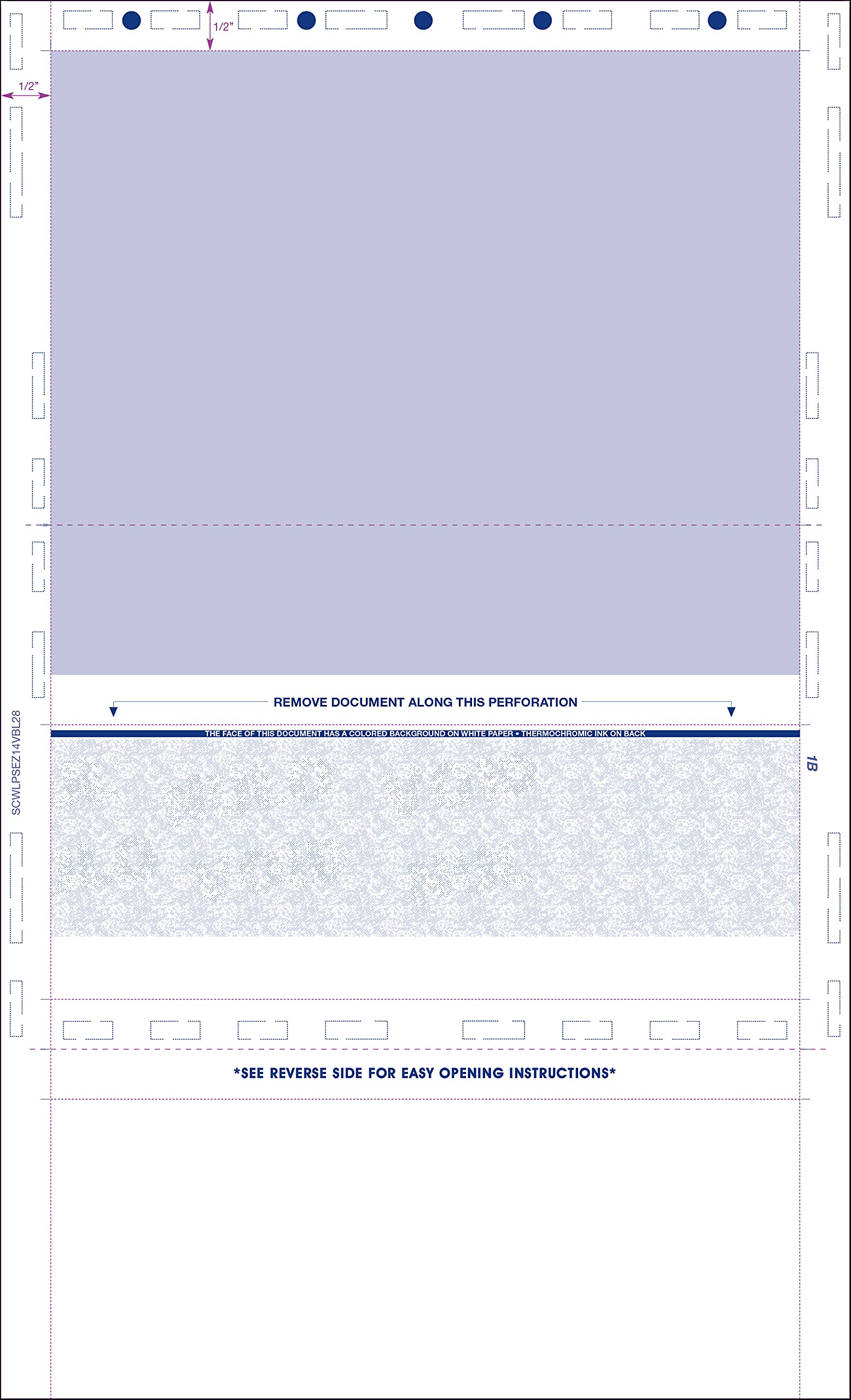 Pressure Seal Checks - EZ Fold, Legal Blue (1000 Sheets) (8.5" X 14") 28# - MOCR Bond