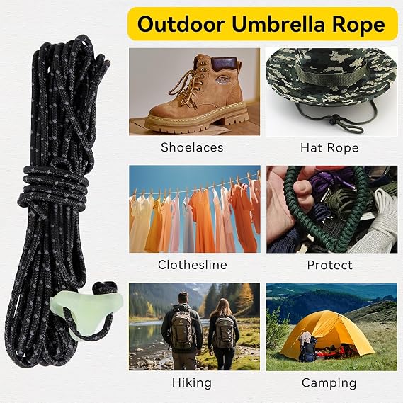 HIKEMAN Ultralight Tent Guy Ropes - 2mm Reflective Guyline,UHMWPE Camping Guide Rope with Luminescent Tensioner for Outdoor Camping Hiking Awning Tents(Orange, 4M)