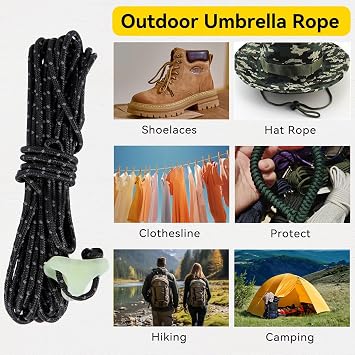 HIKEMAN Ultralight Tent Guy Ropes - 2mm Reflective Guyline,UHMWPE Camping Guide Rope with Luminescent Tensioner for Outdoor Camping Hiking Awning Tents(Orange, 4M)