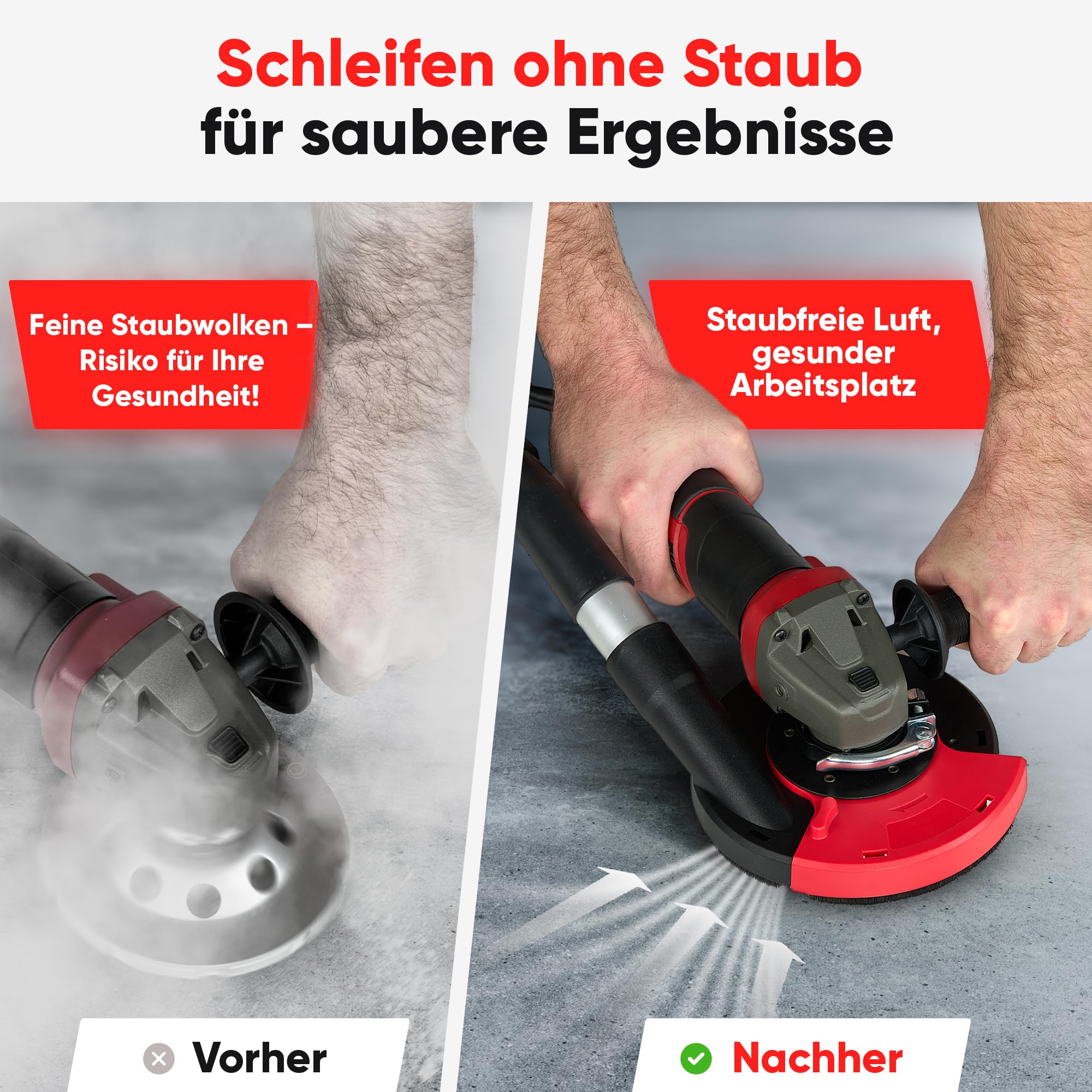 ChilliCut Absaughaube 125mm für Winkelschleifer | Staubabsaugung beim Betonschleifen mit Diamant Schleiftopf | Schleifhaube mit Bürstenkranz für Bodenschleifer & Sanierungsfräse