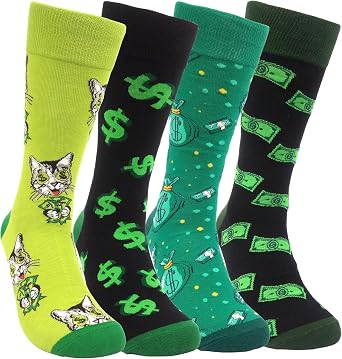 HSELL Mens Funny Patterned Dress Socks Novelty Crazy Design Cotton Socks Gift for Him