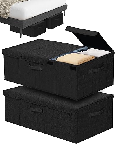 Miniatura 8 de Contenedor de Almacenamiento Profundo Debajo de la Cama, Caja Contenedor de 10" de Altura Debajo de la Cama con Tapas, Canasta Grande de 31" de